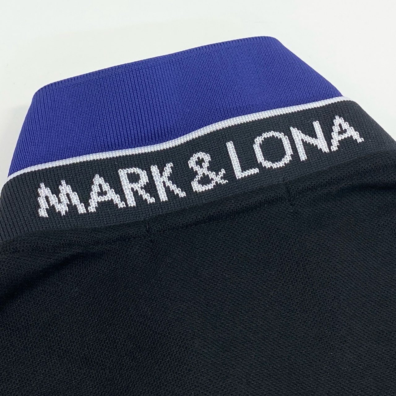 49l6 《未使用》 MARK&LONA マークアンドロナ スカルワンポイント ポロシャツ 46 ブラック 画像参照 半袖 ゴルフ GOLF 日本製 タグ付き