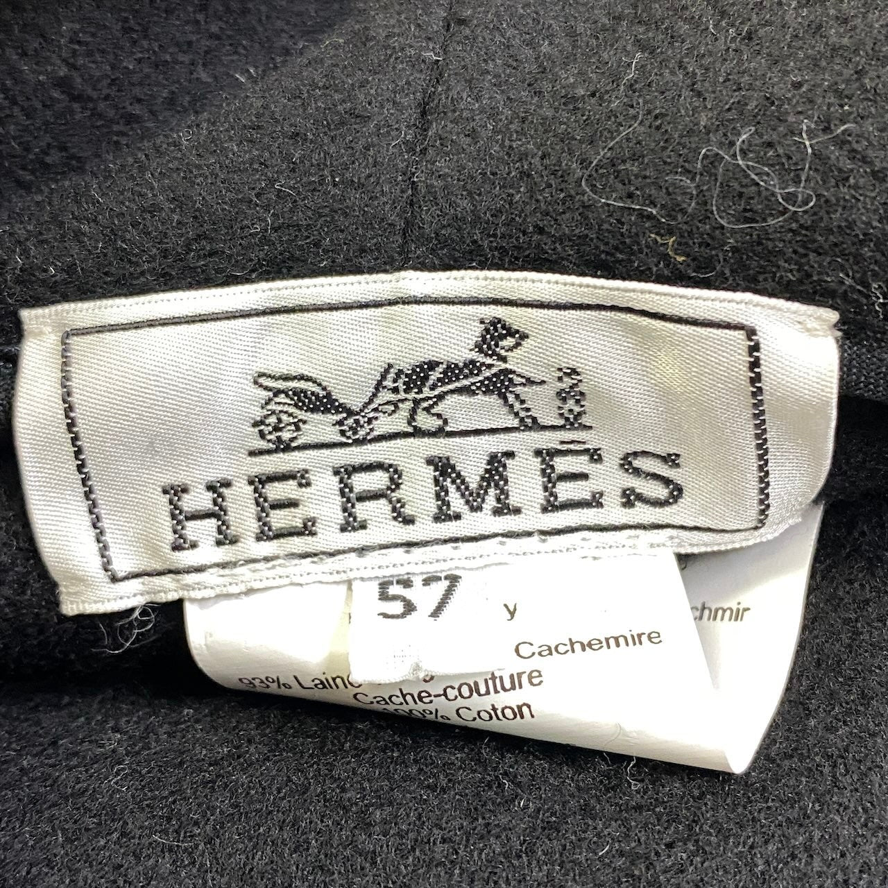 i2 【極美品】 Hermès エルメス アヴァロン ステッチ ウールハット カシミヤ混 セリエボタン H242041N サイズ57 ブラック レディース