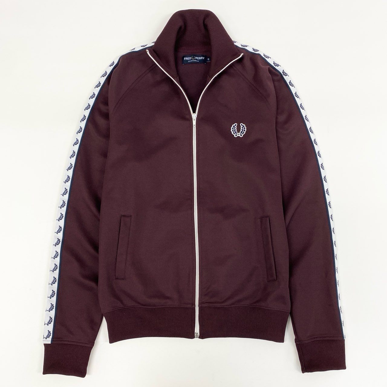 68g24 FRED PERRY フレッドペリー サイドライン トラックジャケット ジャージ サイズS ボルドー メンズ ジャケット_