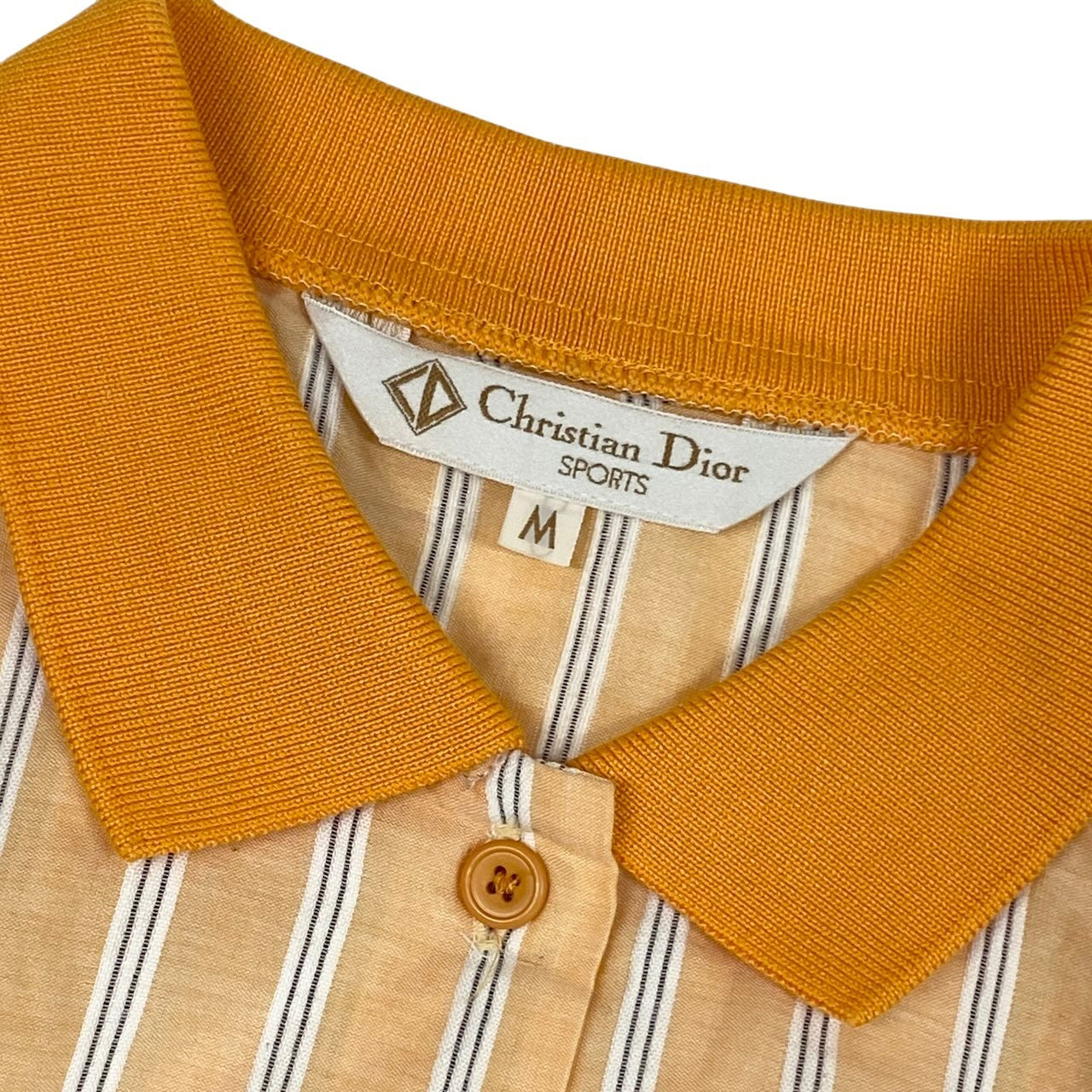 Eg6 Christian Dior SPORTS クリスチャンディオール ノースリープ ポロシャツ ボーダー ストライプ柄 サイズM オレンジ 混 レディースo07t