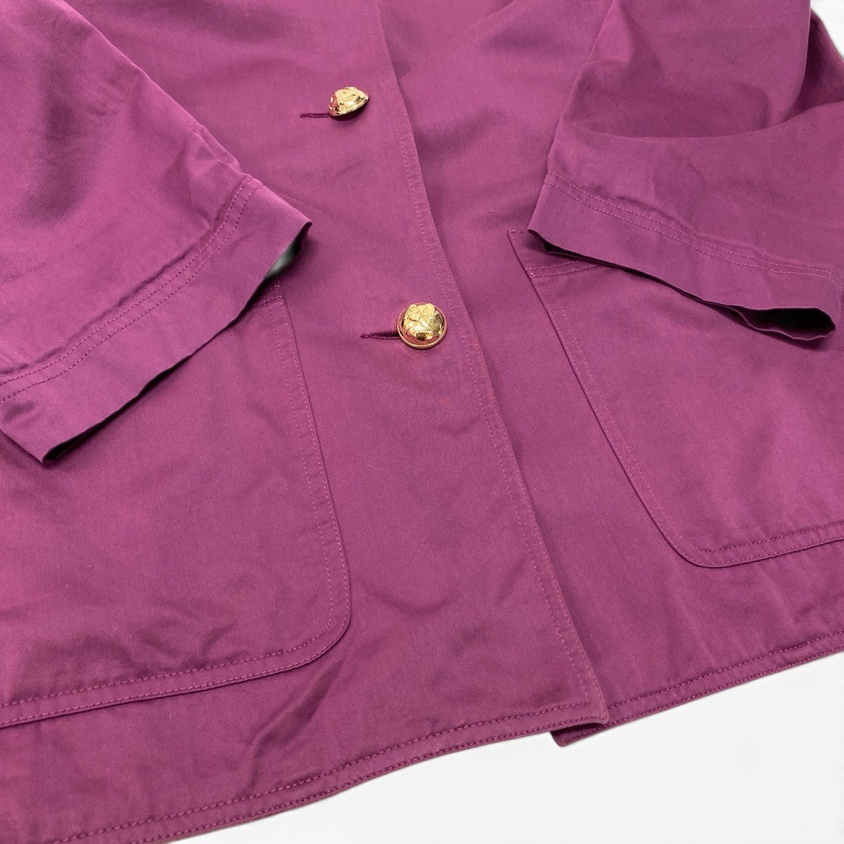 76i2 Salvatore Ferragamo サルヴァトーレフェラガモ シャツジャケット ロングシャツ 金ボタン パープル コットン レーヨン レディースo07t