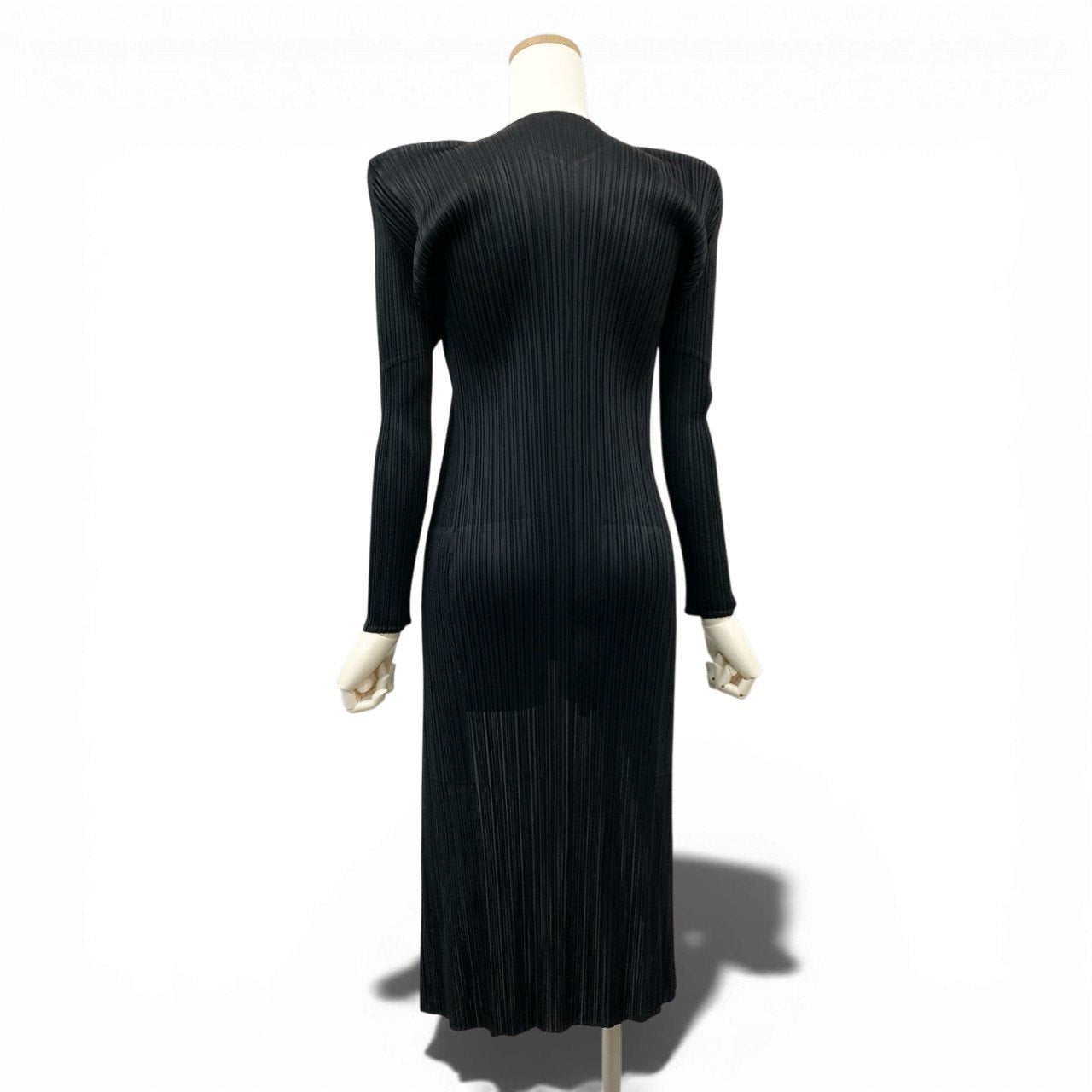 64b11【美品】PLEATS PLEASE プリーツプリーズ プリーツロングカーディガン ロングコートカーディガン PP61-JG605 2サイズ ブラック ポリエステル100％ レディース 女性用k02i