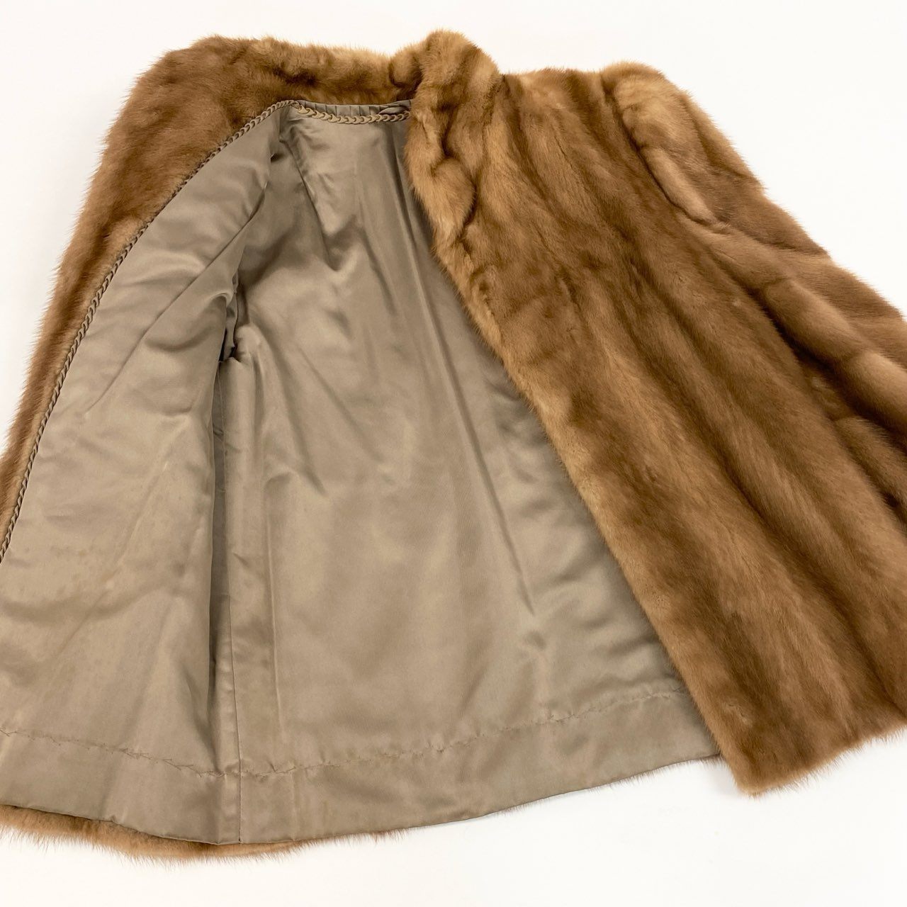 51a21 パステルミンク ミンクコート 斜め段 レディース 女性用 サイズ11 ライトブラウン系 ミンクファー 本毛皮u02t