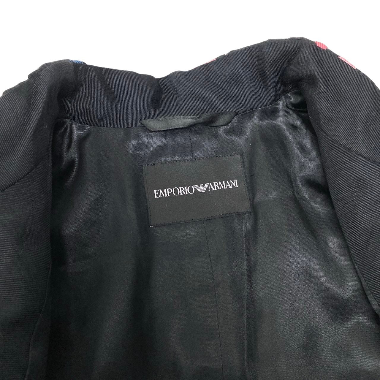 89g20 EMPORIO ARMANI エンポリオアルマーニ フルジップ キルティングコート 総柄 中綿 サイズ38 ブラック レディースu02t