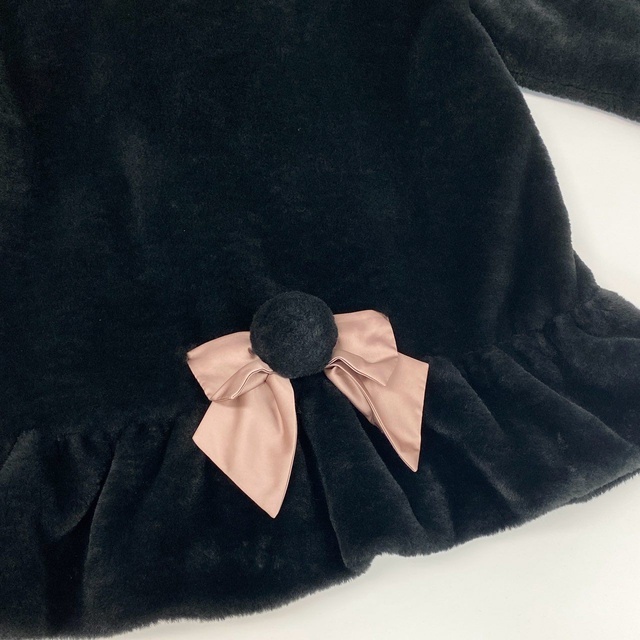 18f20 SECRET HONEY シークレットハニー うさ耳 リボンファーコート 2 ブラック バニー ボア うさぎ ゴシック