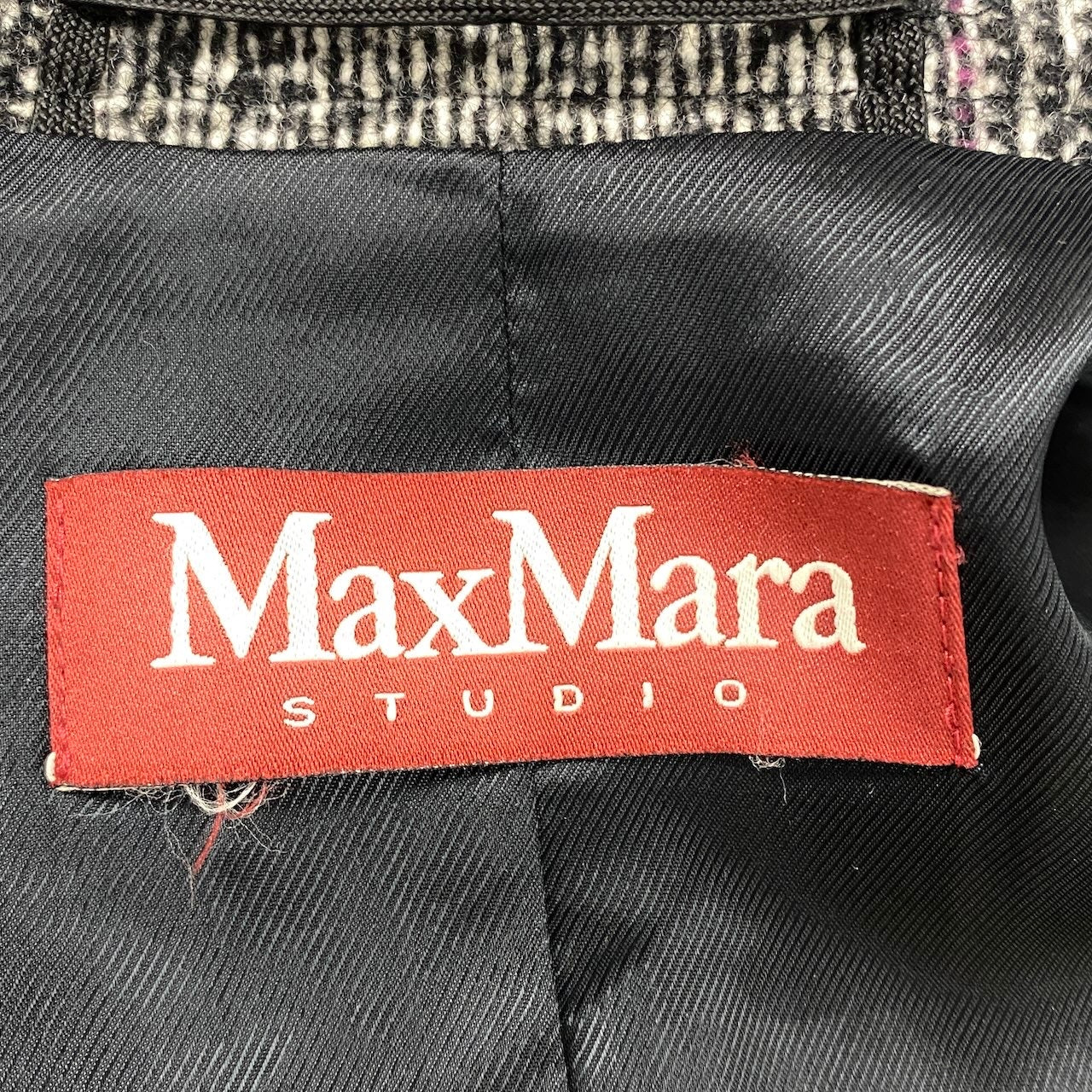 2h16 【美品】 Max Mara STUDIO マックスマーラ テーラードジャケット ショートコート アルパカ モヘア混 サイズ36 ブラック レディース 女性用u02t