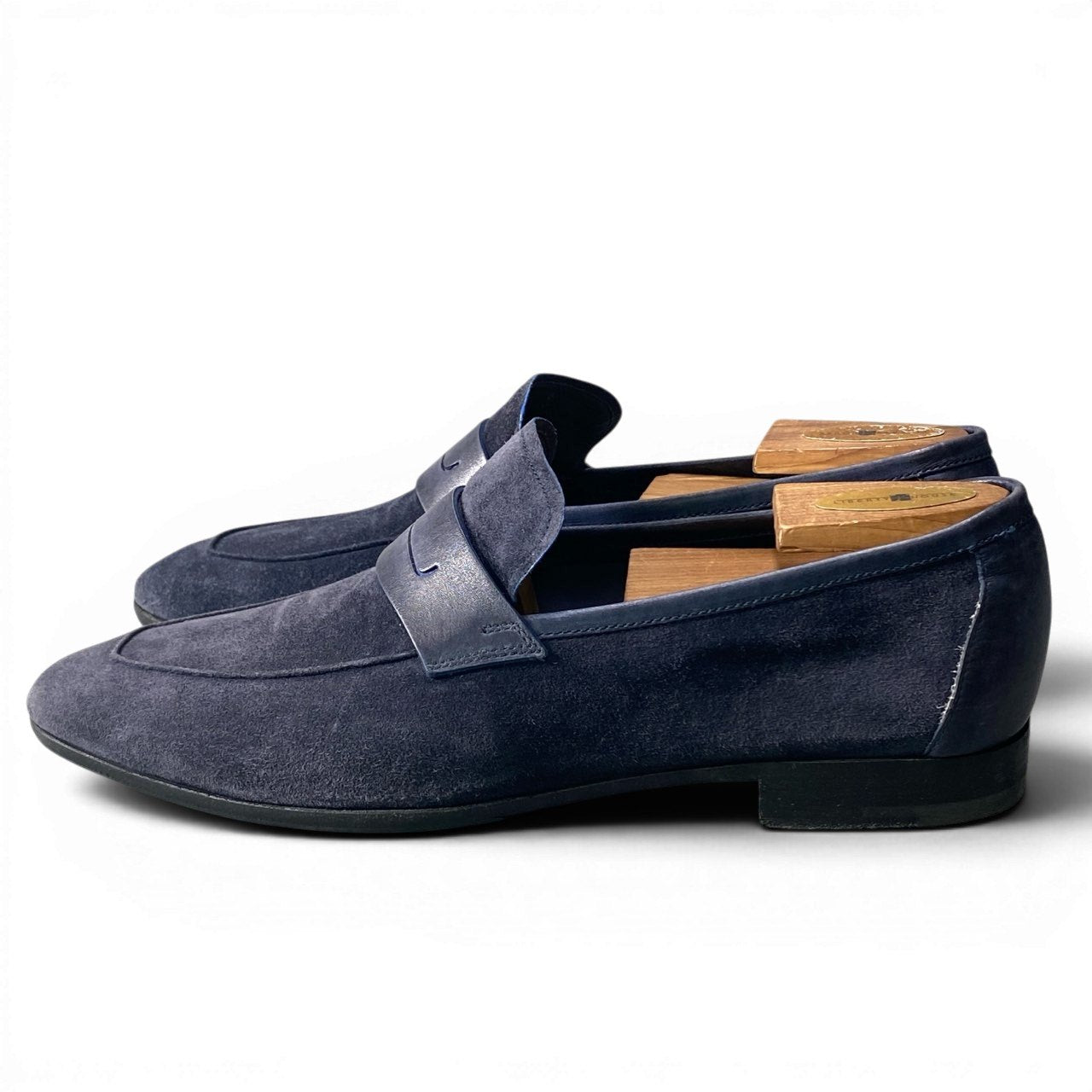 1d23 Berluti ベルルッティ Lorenzo ロレンツォ スエードローファー レザーシューズ サイズ8 ネイビー メンズ 紳士靴k02i