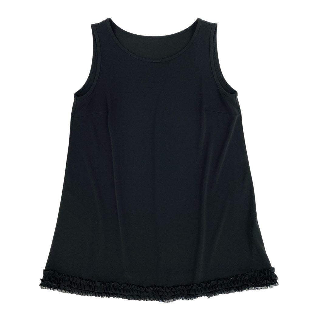 37L22 【美品】TOKUKO 1er VOL トクコプルミエヴォル ノースリーブチュニック チュニックカットソー 裾フリル ストレッチ素材 9サイズ ブラック レディースu02t