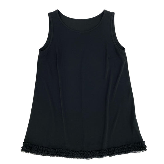 37L22 【美品】TOKUKO 1er VOL トクコプルミエヴォル ノースリーブチュニック チュニックカットソー 裾フリル ストレッチ素材 9サイズ ブラック レディースu02t