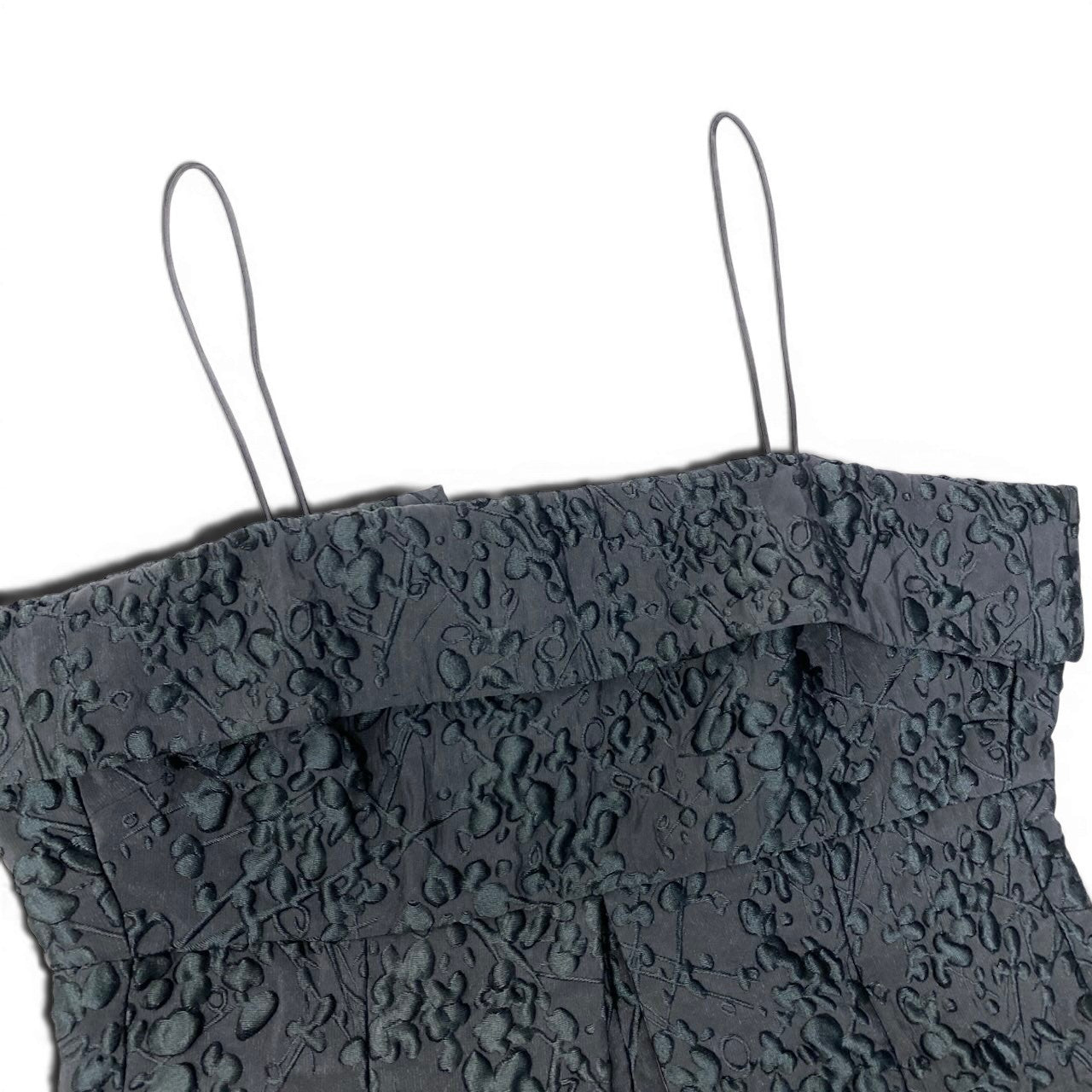 89g20 GIORGIO ARMANI ジョルジオアルマーニ キャミソール トップ 立体刺繡 サイズ42 ダークグレー レディースu02t
