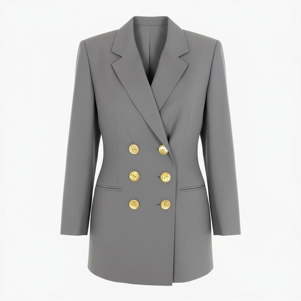 39b10 Christian Dior クリスチャンディオール ヴィンテージ シェルボタン テーラードジャケット 11サイズ グレー ウール100％ レディース 女性用k02i