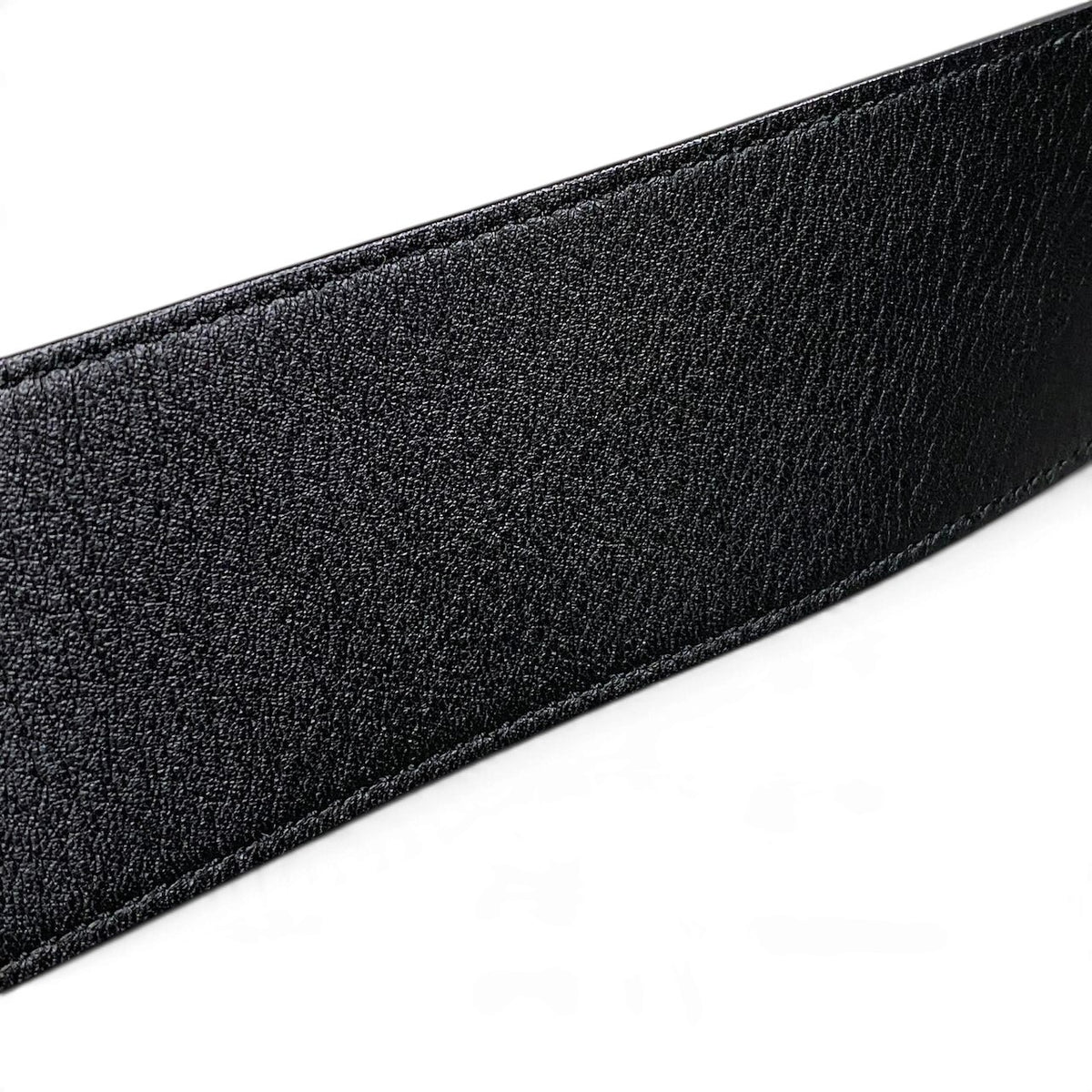 j15 SAINT LAURENT スウェードベルト クローバー ラインストーン イタリア製 ブラック レザー レディース 女性用k02i