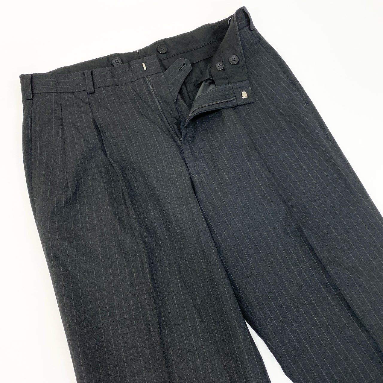 3k28 Brooks Brothers ブルックスブラザーズ セットアップスーツ シングル 3B ストライプ柄 背抜き ウール混 メンズ 紳士服 ビジネス 40REG ブラックu02t