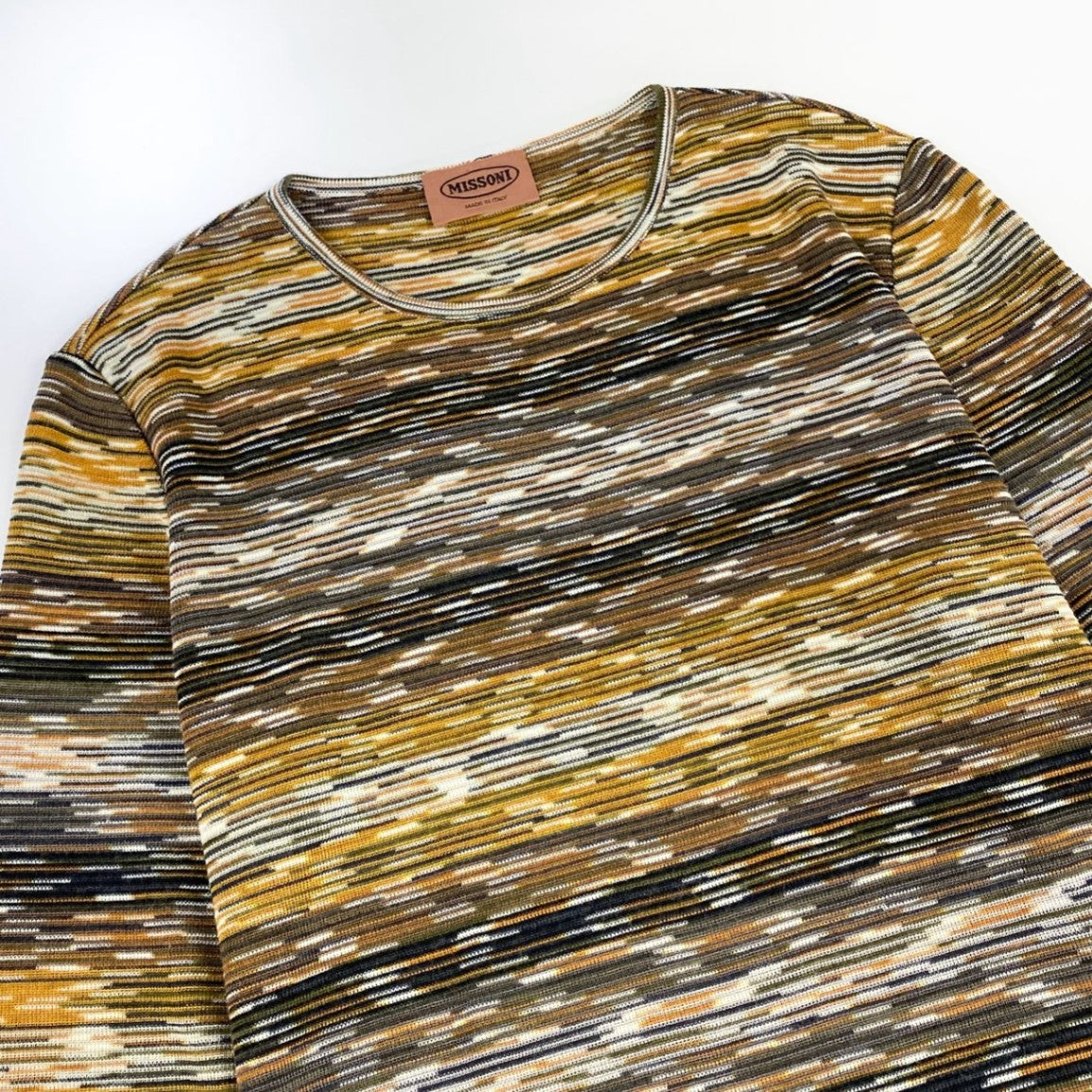 13j29 《美品》MISSONI ミッソーニ 長袖ニットワンピース ボーダー イタリア製 D-TK392 72サイズ マルチカラー レディースu02t