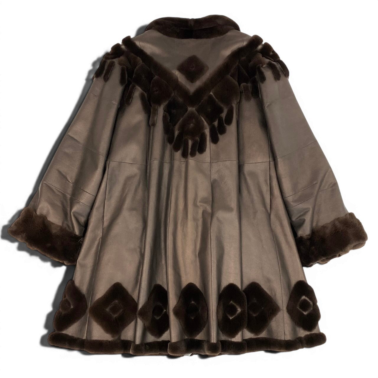 77e14 シェアードミンク リバーシブルロングコート サイズF ブラウン 本毛皮 Mink Fur Long Coatt18r