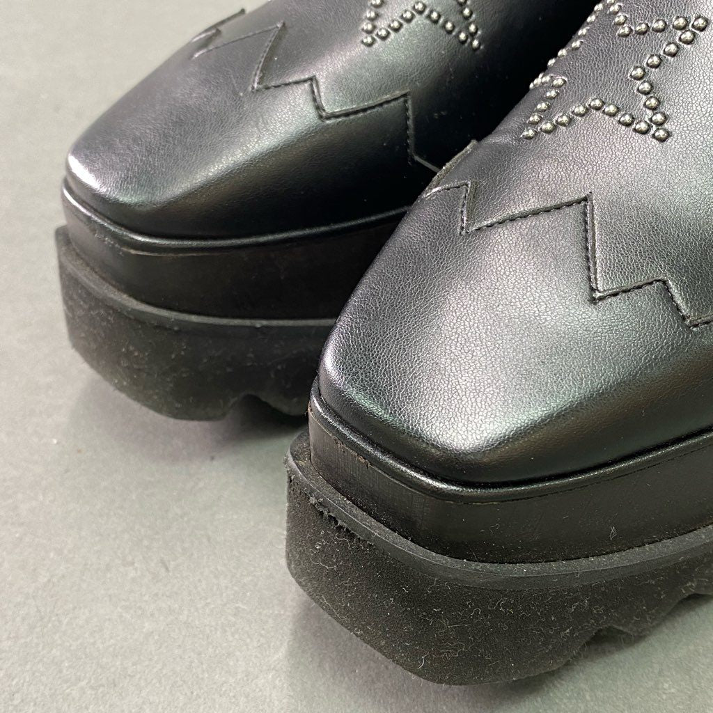 5e10 STELLA McCARTNEY ステラマッカートニー ELYSE エリスシューズ プラットフォーム 厚底シューズ スタースタッズ サイズ38 ブラック レザー レディース