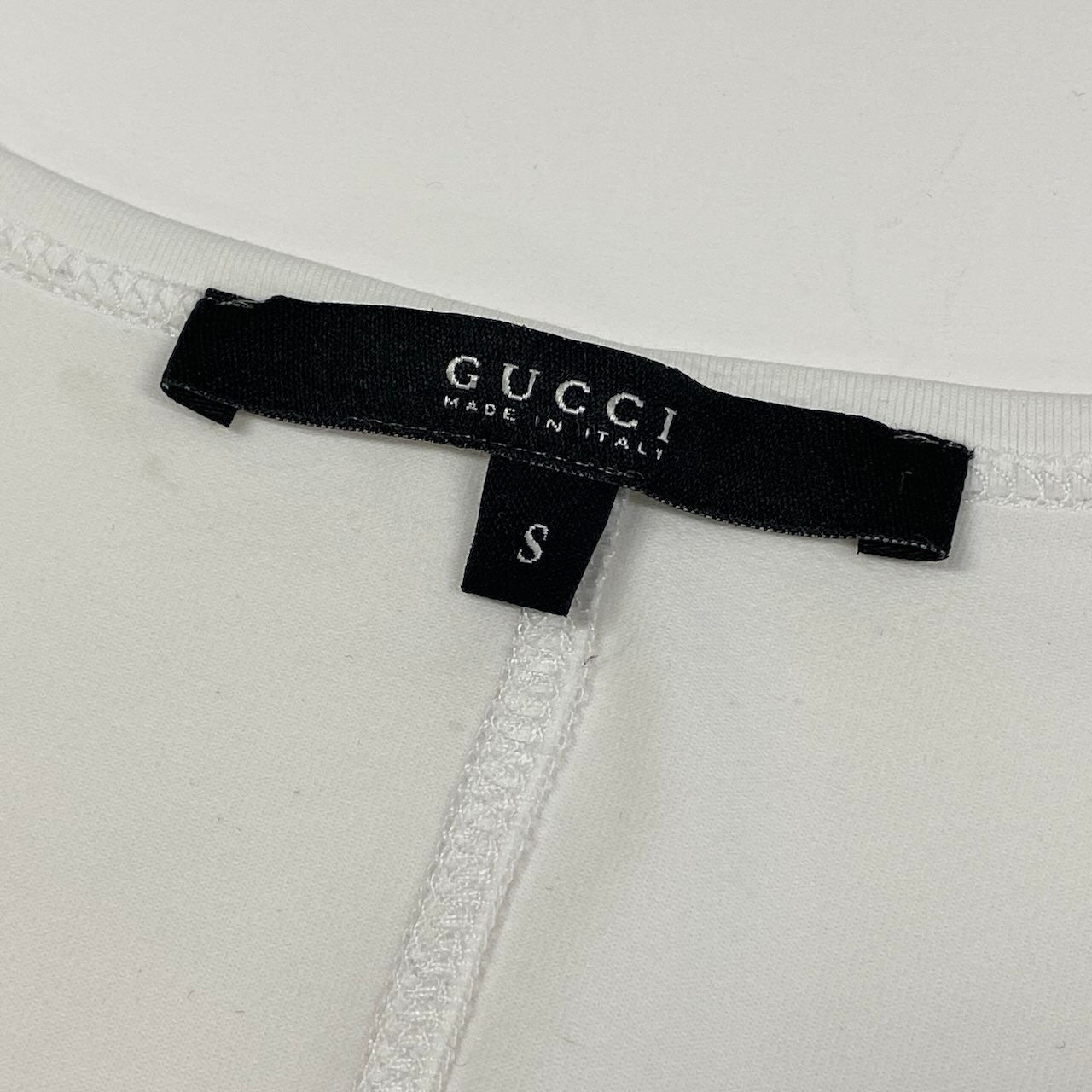 Ie11 GUCCI ストレッチVネックカットソー シェリーライン GGロゴ イタリア製 Sサイズ ホワイト レディース 女性用ta1