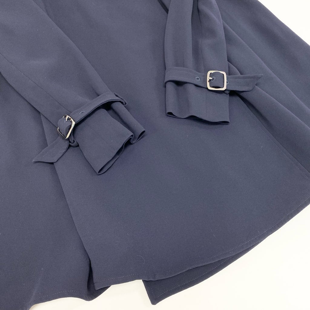 4a9 【極美品】MaxMara マックスマーラ トレンチコート スプリングコート ロングコート シフォン 36サイズ ネイビー レディースk02i