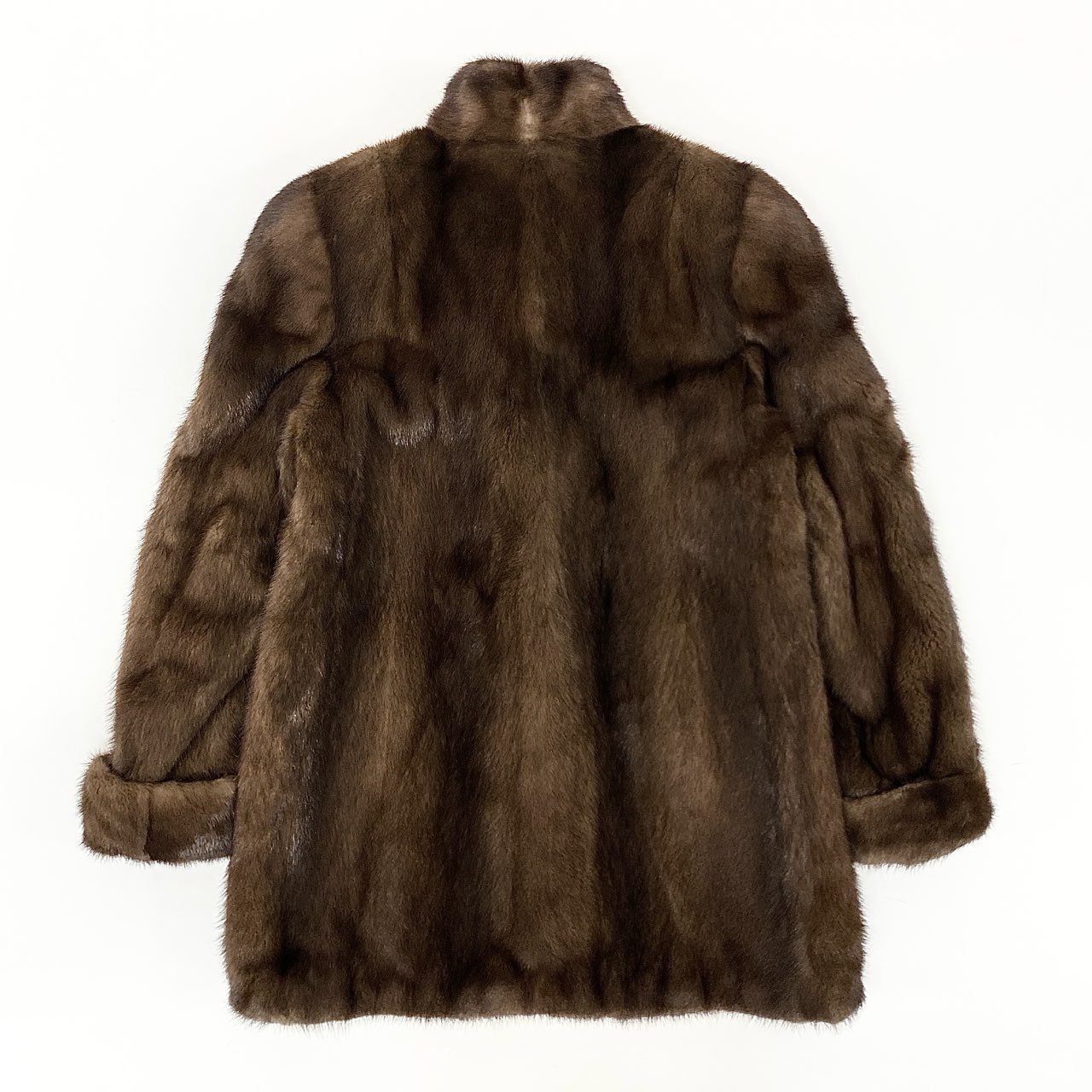 27j22 デミバフミンク リアルファーコート 裏地刺繍 F ブラウン 本毛皮 セミロング MINK FUR 最高級t18r