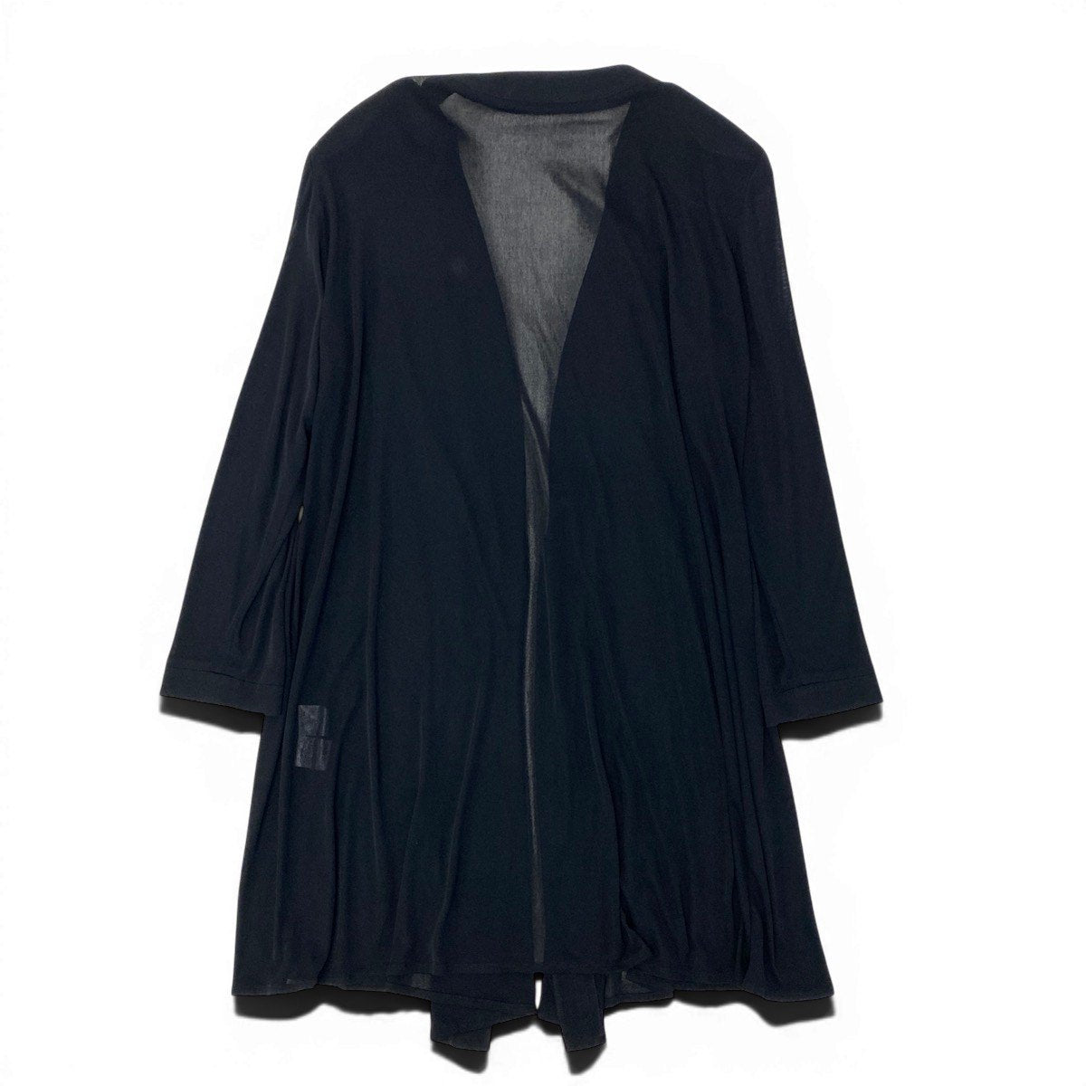 37g17 LEONARD FASHION レオナール ロング シアーカーディガン カンカン素材  サイズL ブラック レディースu02t