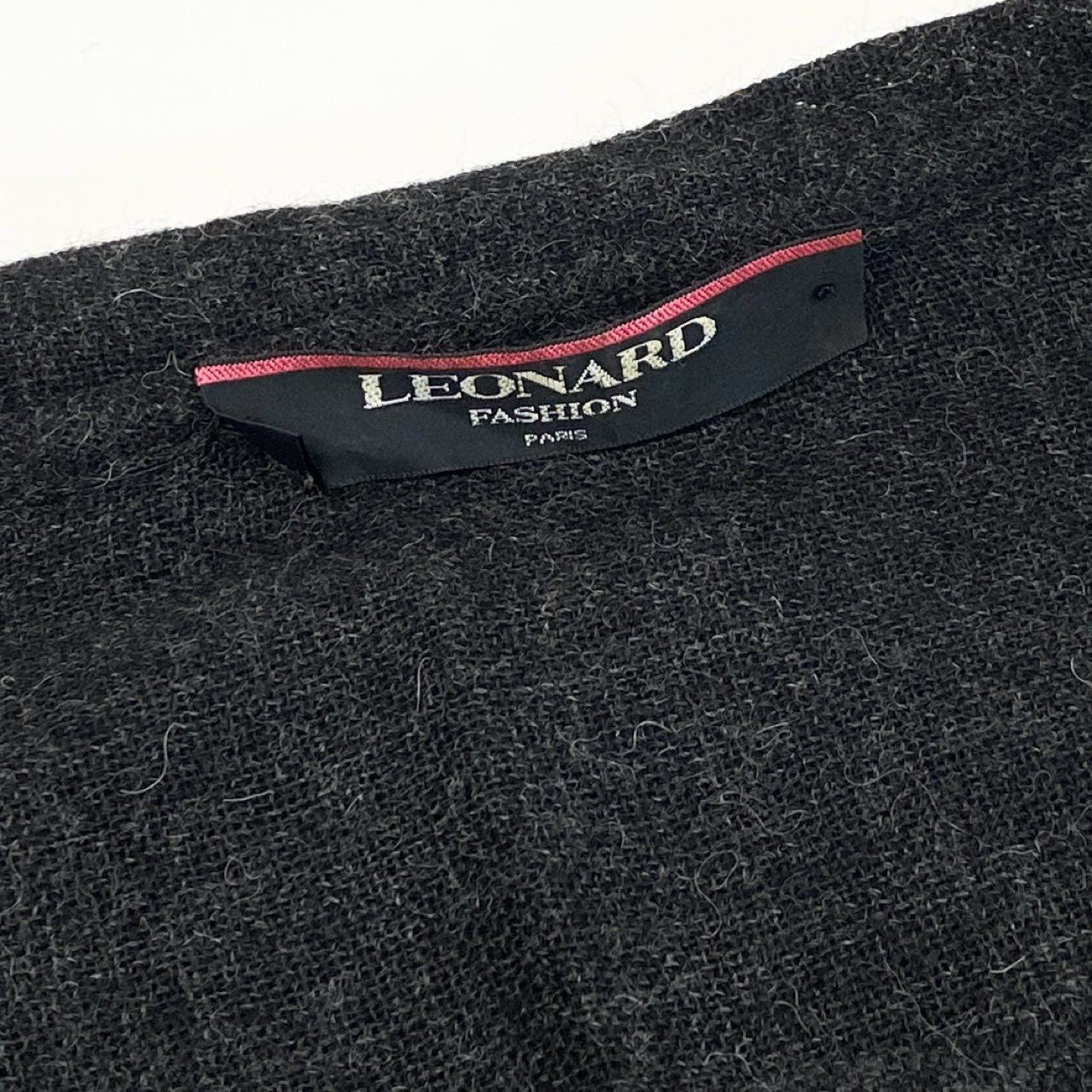 83L19 LEONARD FASHION レオナールファッション ロングカーディガン 薄手アウター 9 グレー アルパカ混 レディース 女性用u02t