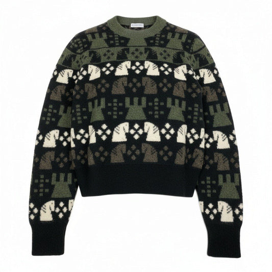 Mj9 【未使用タグ付】 BURBERRY バーバリー Chess  ウールブレンド ニットセーター 8076893 サイズXS マルチカラー メンズu02t