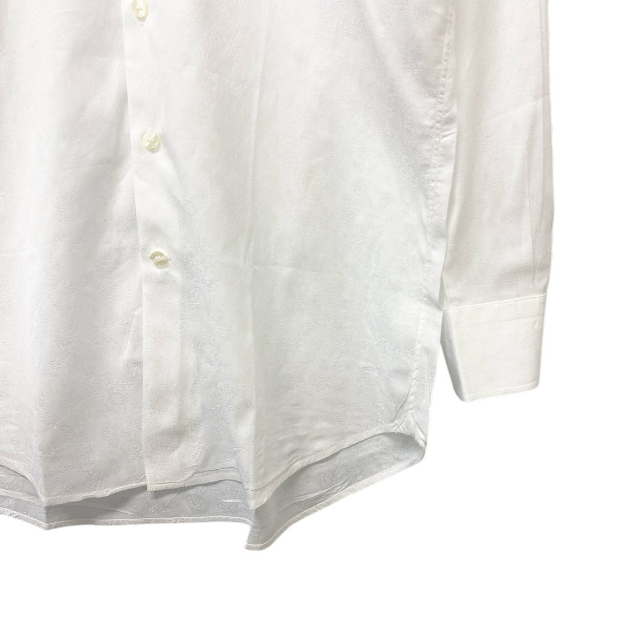 5c2 【美品】 ETRO エトロ ペイズリー柄 ロングスリーブシャツ コットンシャツ 総柄 イタリア製 メンズ 紳士服 サイズ43 ホワイト 綿100％u02t