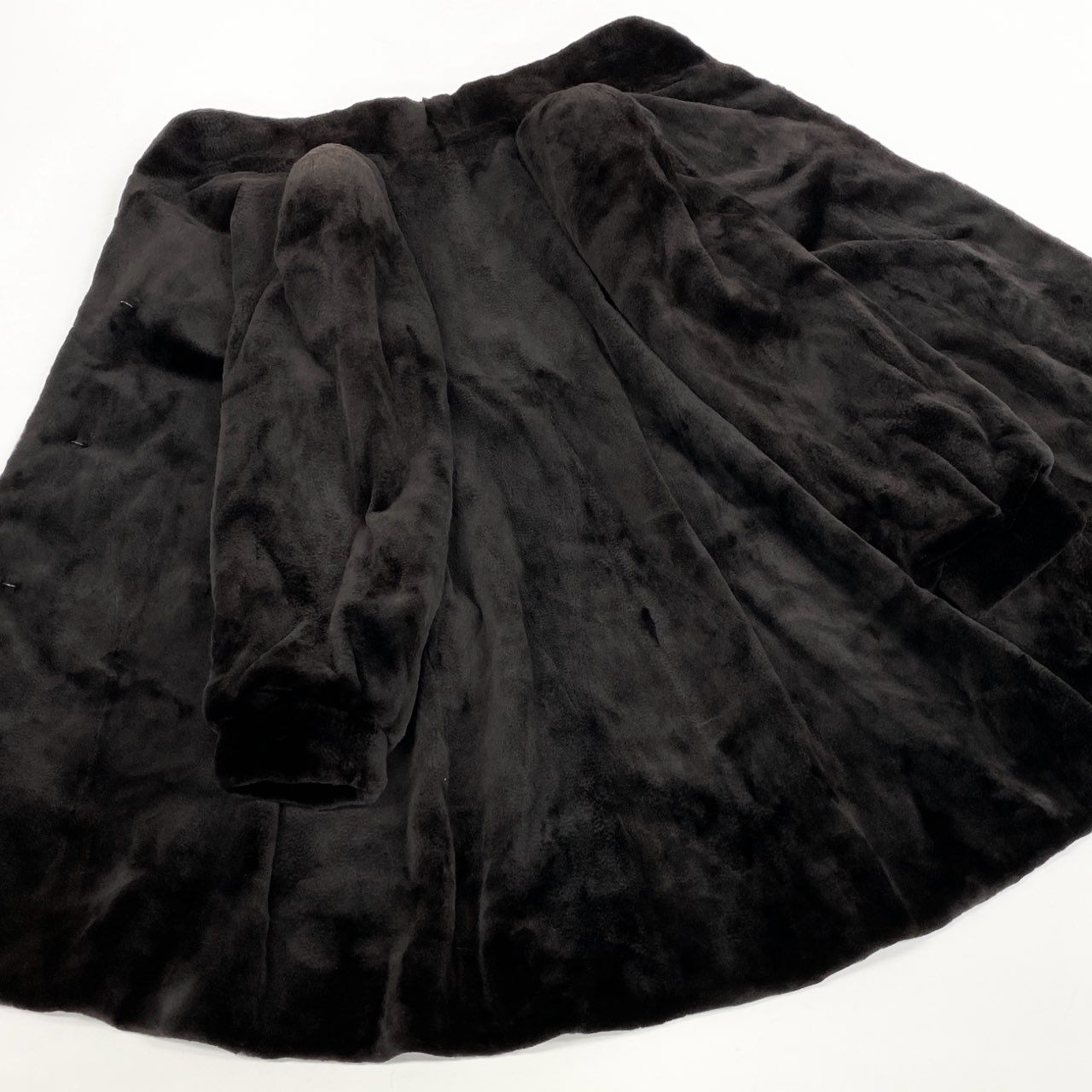 6L5 BALENCIAGA バレンシアガ シェアードミンク ロングコート サイズF ブラック 本毛皮 MINK FUR リアルファーt18r