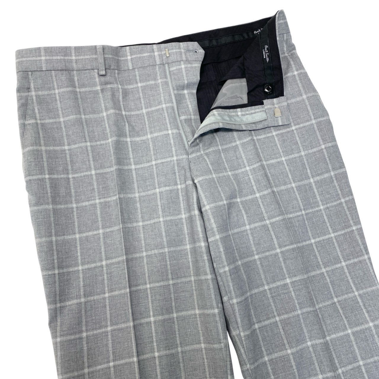 13c5 Paul Smith ポールスミス The Byard ライン シングルスーツ セットアップ レダ生地 M グレー チェック ウール メンズu02t