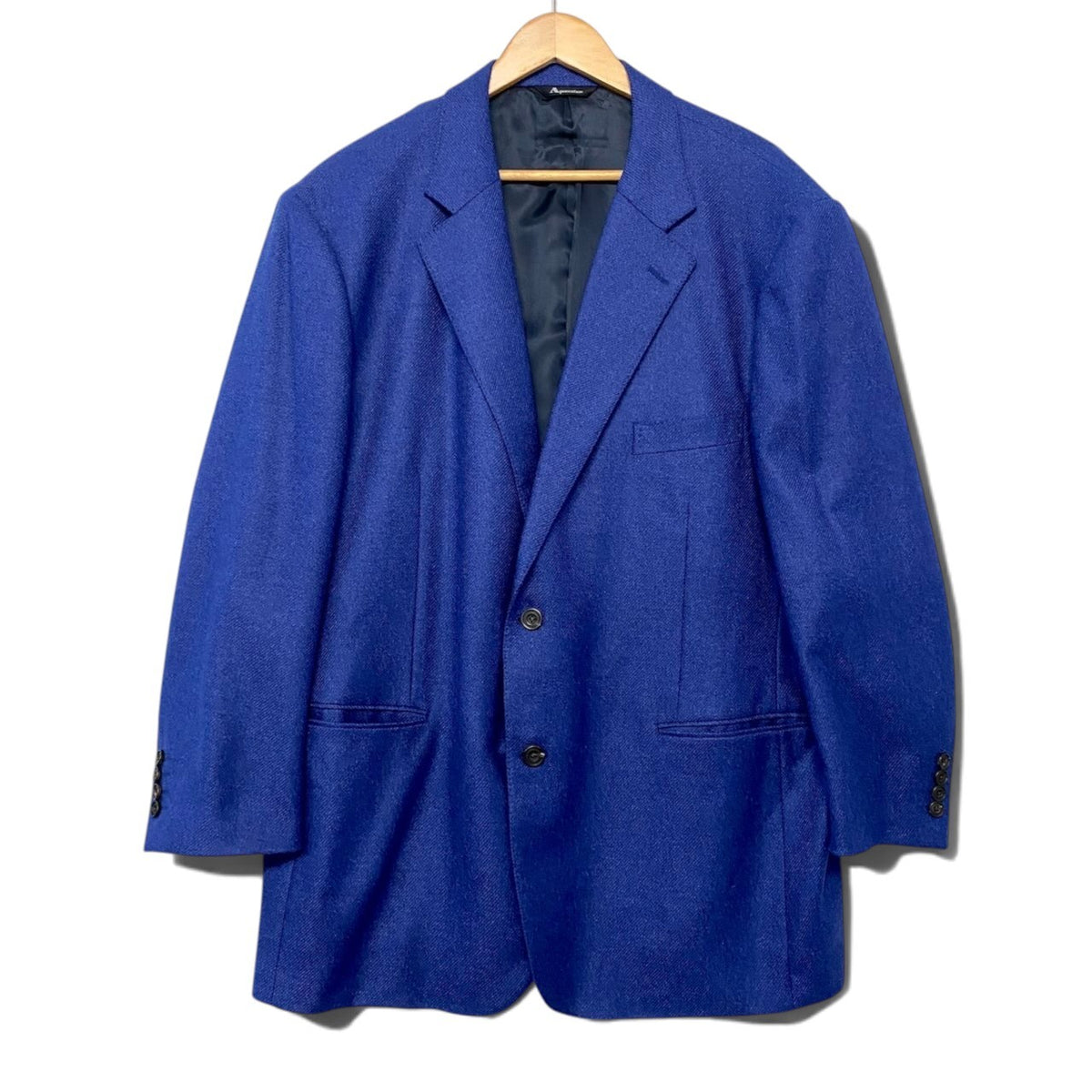 67i14 《美品》 Aquascutum アクアスキュータム テーラードジャケット 総カシミヤ 大きいサイズ フォーマル 日本製  114 4L ブルー メンズ 男性用u02t