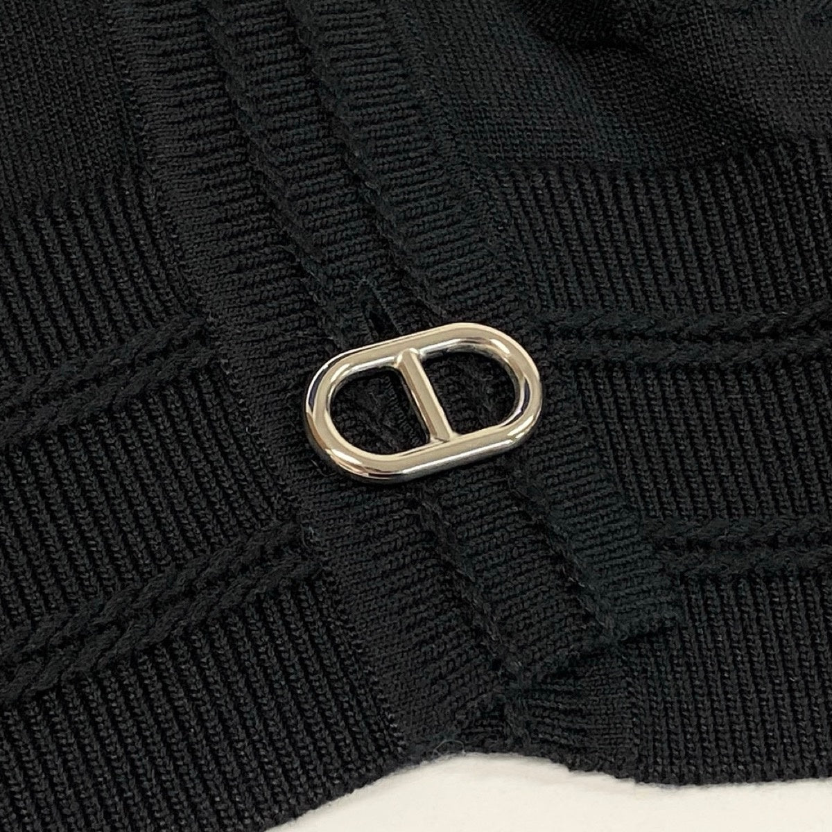 Ef29 【美品】 HERMES エルメス シェーヌダンクル カーディガン シルク混 3E2706D3 サイズ36 ブラック レディースk02i
