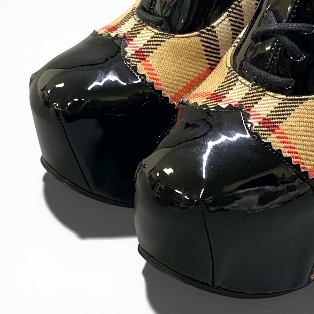3c23 《希少》 定価14万 BURBERRY バーバリー × Vivienne Westwood ヴィヴィアン ヴィンテージチェック プラットフォーム パンプス 36 1/2 シューズt18r
