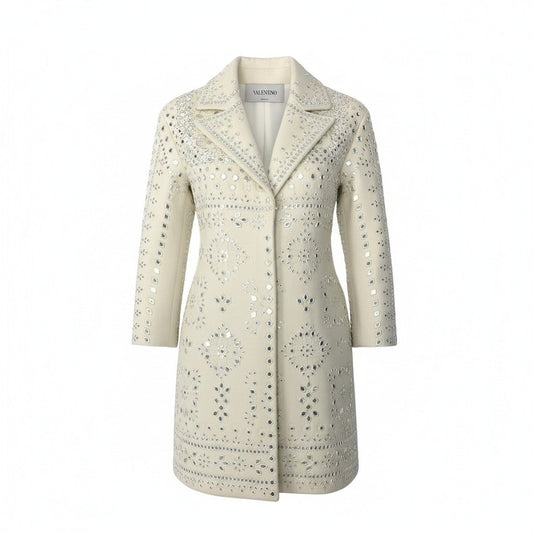 28c11 VALENTINO ヴァレンティノ ミラーコート チェスターコート ウールコート アウター JB3CA0H11CJ 40 ホワイト レディース 女性用u02t