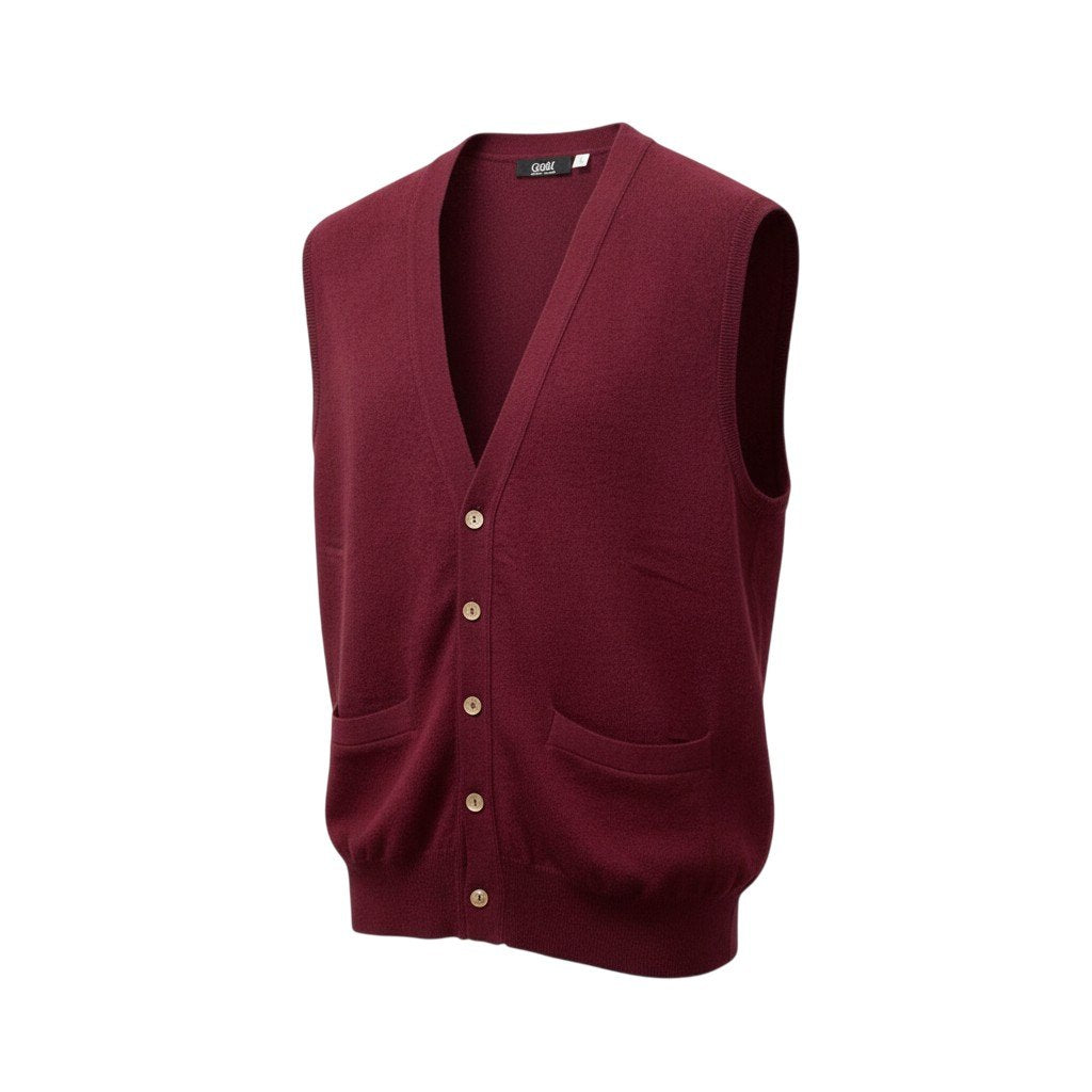 62a28 【新品保管品】GOBI ゴビ カシミヤニットベスト カシミア トップス モンゴル製 Lサイズ ボルドー カシミヤ100％ メンズ 男性用u02t