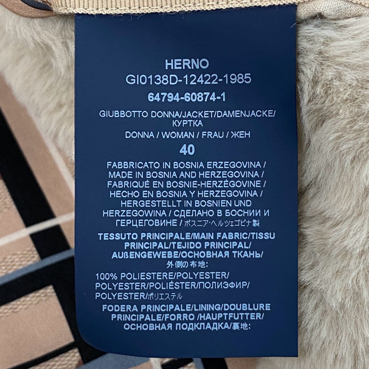 54L5 HERNO ヘルノ エコファージャケット GI0138D サイズ40 ベージュ パーカー モノグラム グログランリボンt18r