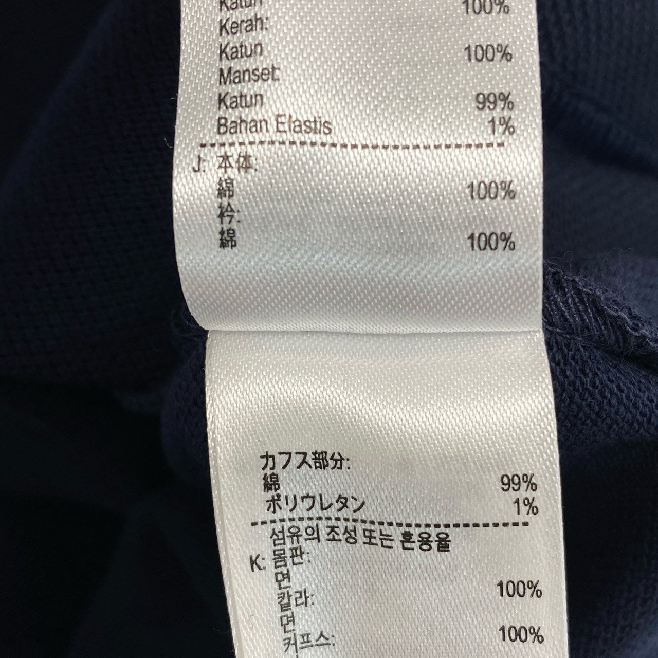 18f19 《新品タグ付き》 LACOSTE ラコステ 半袖ポロシャツ トップス 鹿の子 ヤシの木 ワンポイントロゴ刺繍 サイズ5 ネイビー メンズ 紳士服