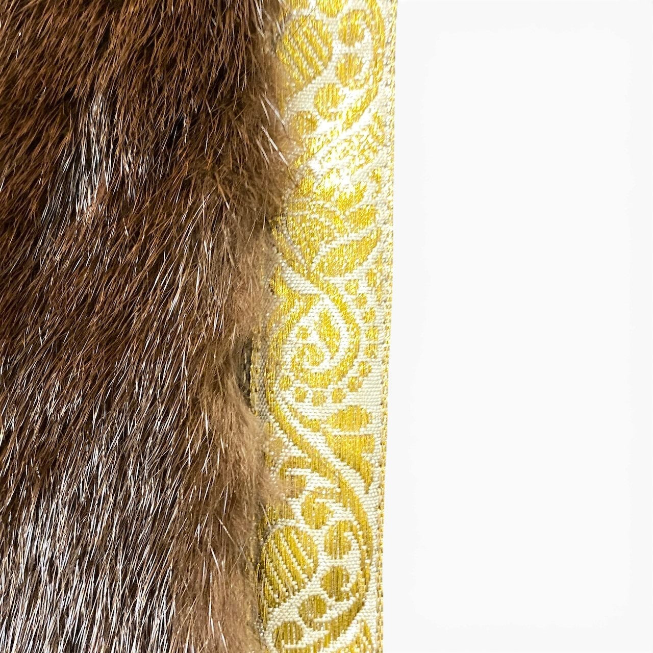 40f15 ETRO エトロ ウールニット カーディガン ミンクファー ゴールド刺繍 イタリア製 サイズ44 グレー レディース 女性用u02t