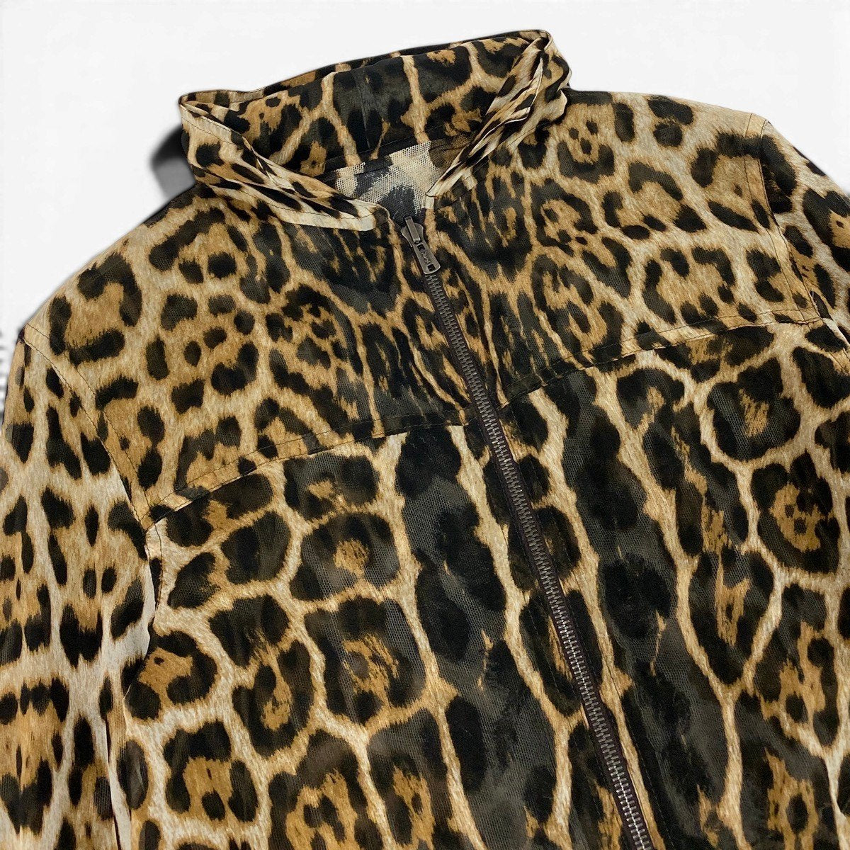 Eg23 【美品】YVESAINTLAURENT 2002年 トムフォード期 モンバサコレクション レオパード フーディー ブラウン ブラック シルク100％ レディース 女性用k02i