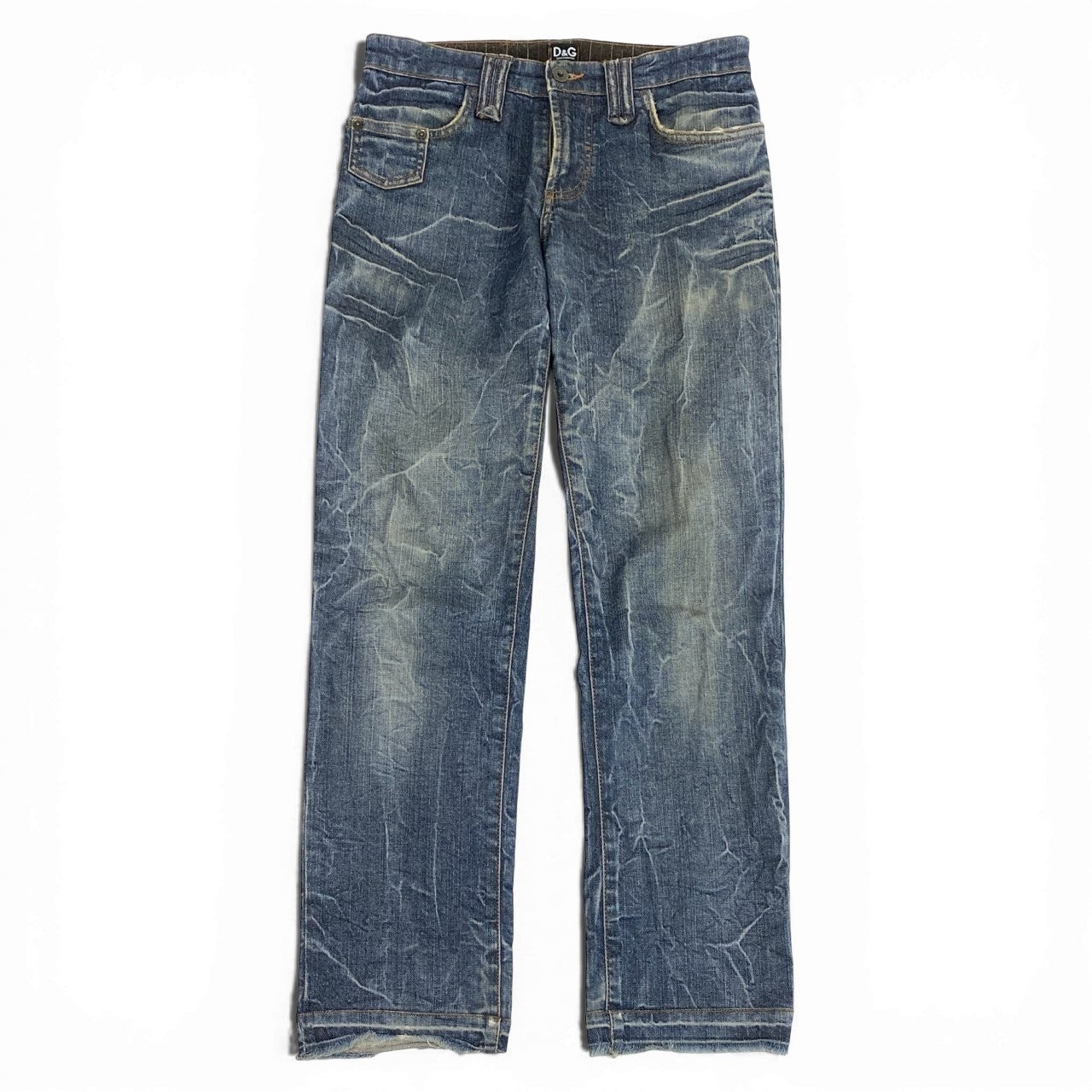 83L19 DOLCE&GABBANA ドルチェアンドガッパーナ 00`s vintage デニムパンツ ジーンズ イタリア製 USED加工 ストレッチ○ メンズ 紳士服 30/44 インディゴk02i