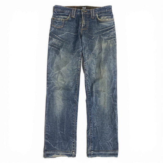 83L19 DOLCE&GABBANA ドルチェアンドガッパーナ 00`s vintage デニムパンツ ジーンズ イタリア製 USED加工 ストレッチ○ メンズ 紳士服 30/44 インディゴk02i