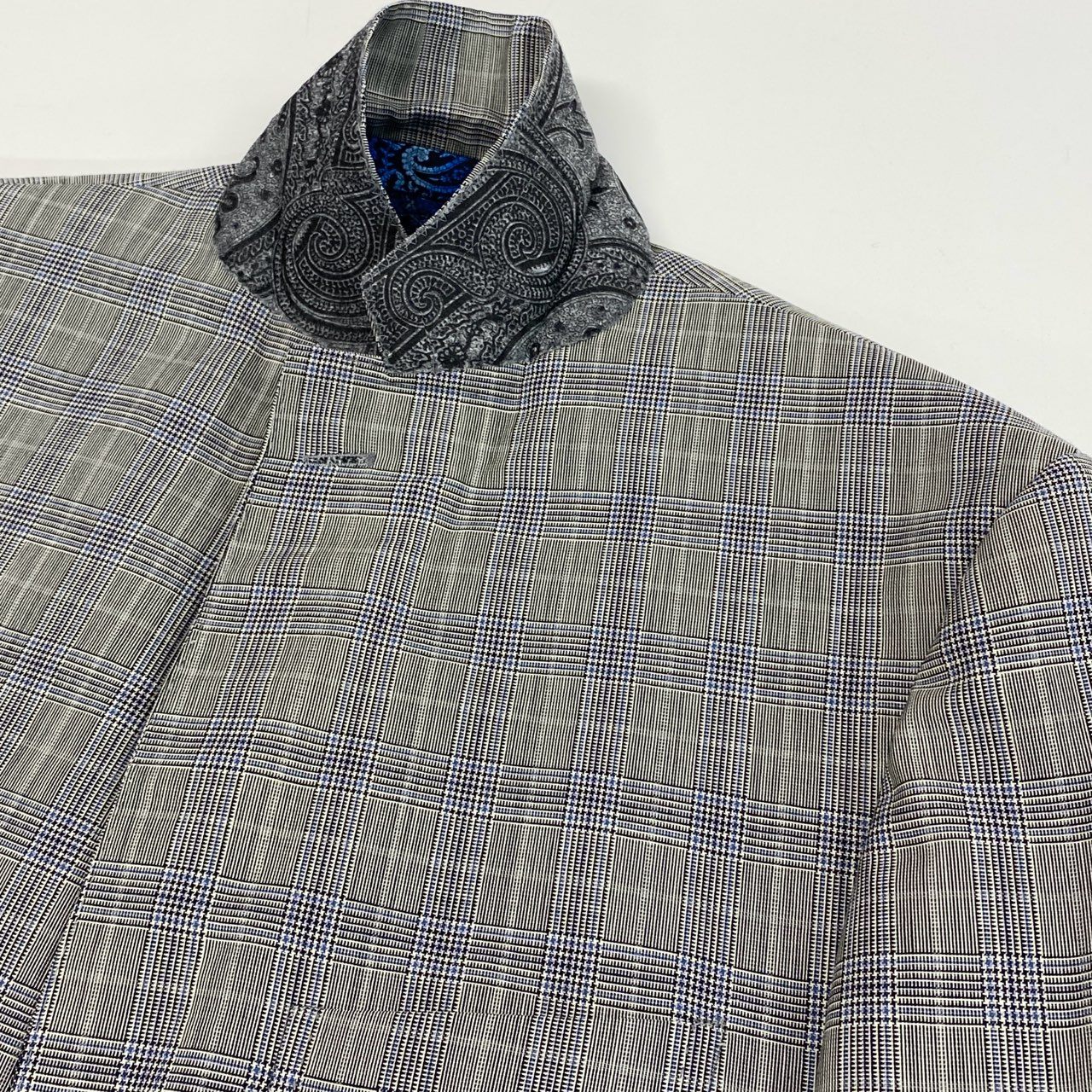 13j29 ETRO エトロ スーツセットアップ テーラードジャケット スラックス チェック ペイズリー 131-10972-8259 48サイズ グレー メンズu02t