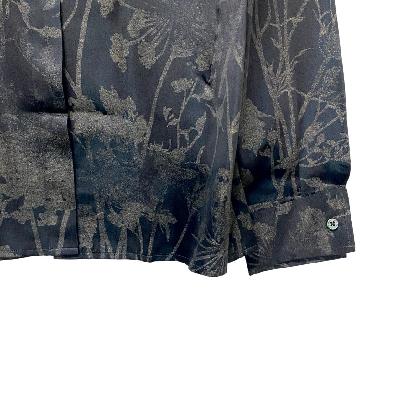 14c3 ETRO エトロ ロングスリーブシャツ フラワープリント 花柄 シルクブレンド レディース 女性服 イタリア製 42 ブラックu02t