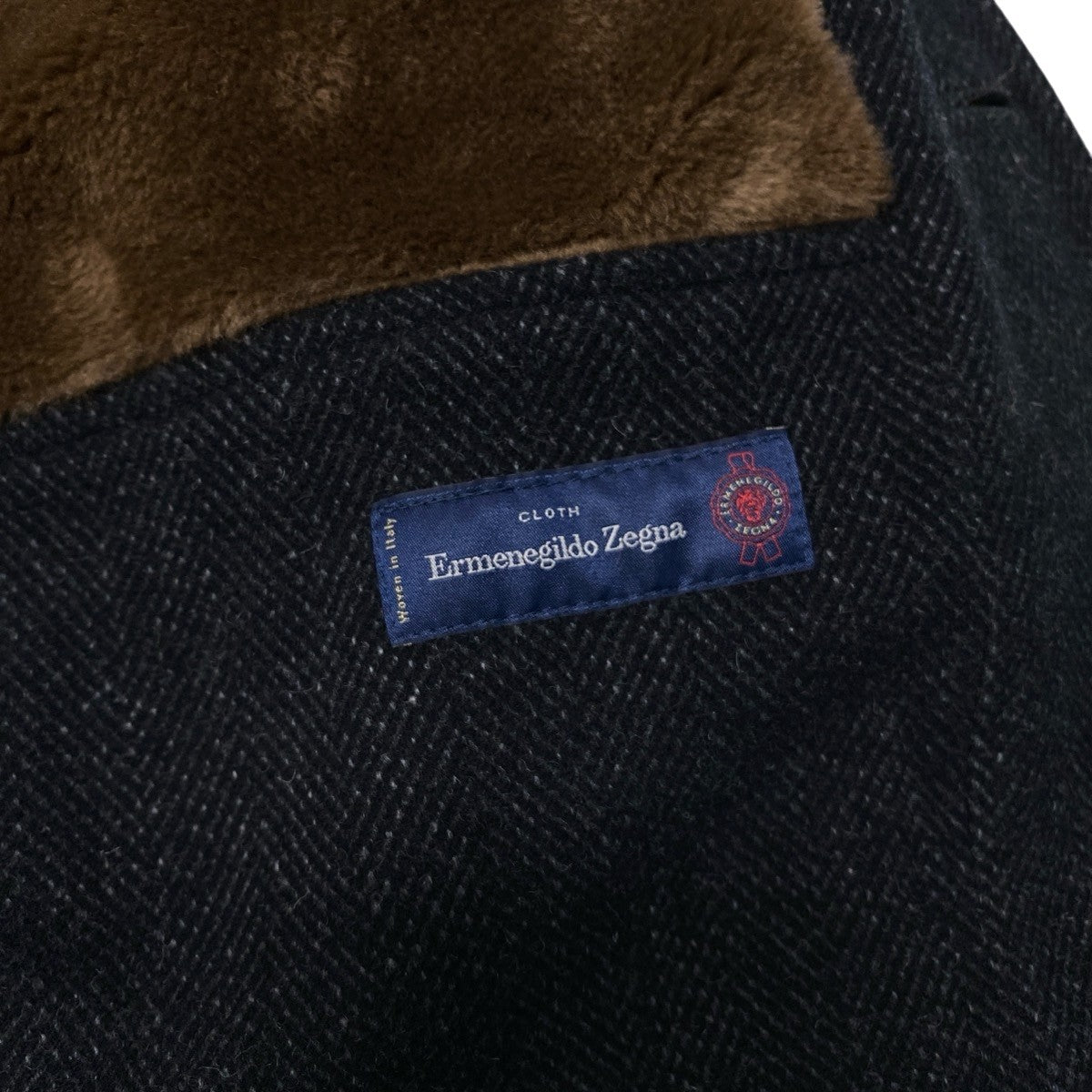 42h18 WACKO MARIA ワコマリア Ermenegildo Zegna ギャングコート アルパカブレンド 羊革 ボアカラー  S ブラック系 メンズ 男性用t18r