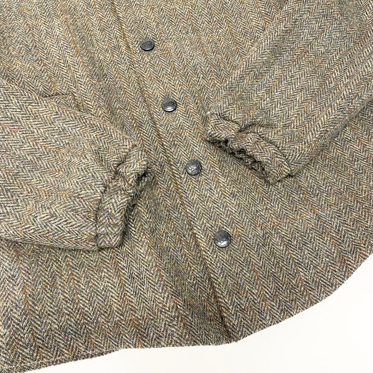 42c26 定価￥68,200 THAMES MMXX. テムズ × Harris Tweed ハリスツイード ワッキングジャケット サイズＭ カーキ ヘリンボーン ブレザー タグ付t18r