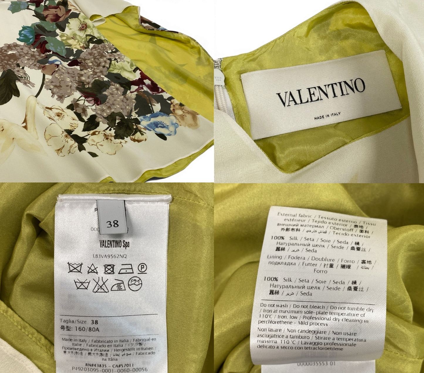 Eg16 VALENTINO ヴァレンティノ Kimono-Sleeve Printed Mini Dress フローラルプリント サイズ38 マルチカラー シルク100％ レディースta1