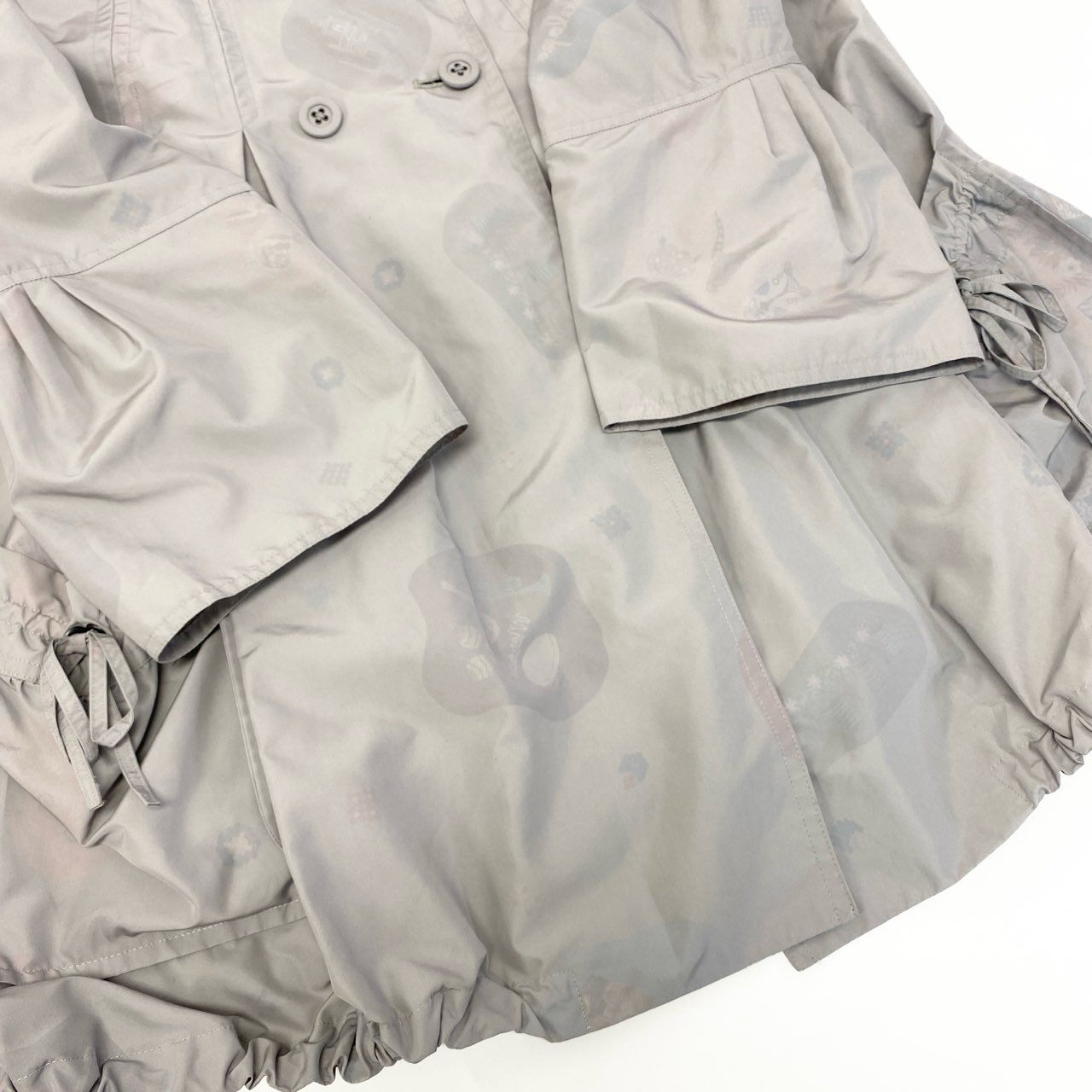 72a28《美品》 TOKUKO 1er VOL トクコプルミエヴォル 薄手コート ジャケット 裏地総柄 Aライン 9 ベージュ ポリエステル レディースu02t