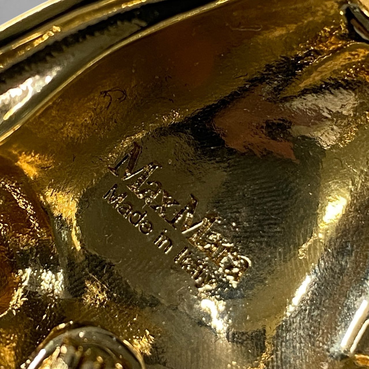 b2 Max Mara マックスマーラ メタル テディ ブローチ アクセサリー イタリア製 ゴールド メタル ガラス レディース 女性用u02t