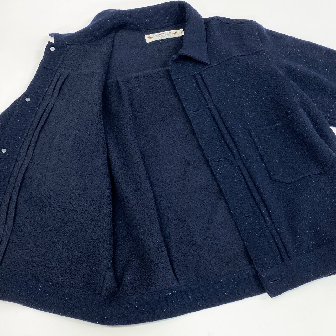2j27 《美品》NEIGHBORHOOD ネイバーフッド ウールナイロン ジャケット ブルゾン 裏起毛 STOCKMAN-W / WN-JKT XLサイズ ネイビー メンズu02t