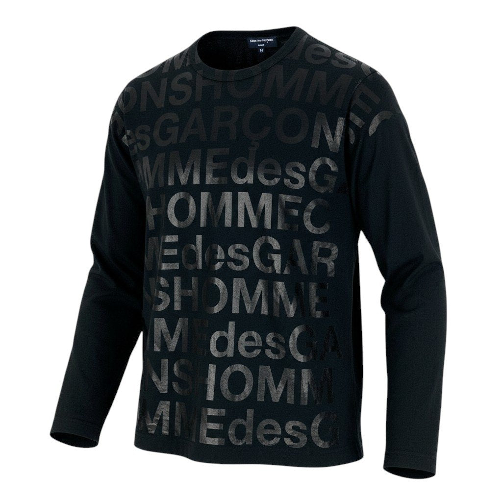 Af4 COMME des GARCONS HOMME コムデギャルソン オム AD2004 ラバープリント ロゴカットソー ロングTシャツ サイズM ブラック メンズk02ik02i