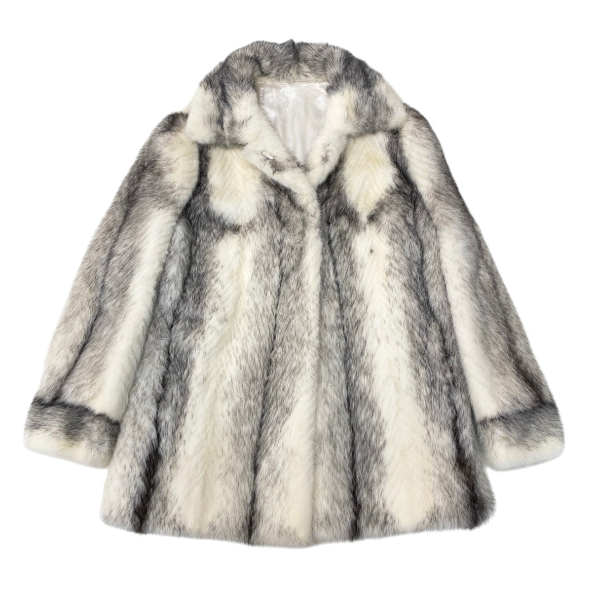 36j8 毛皮コート クロスミンク ミンクファー サイズfree ホワイト ブラック系 Mink Fur レディースu02t